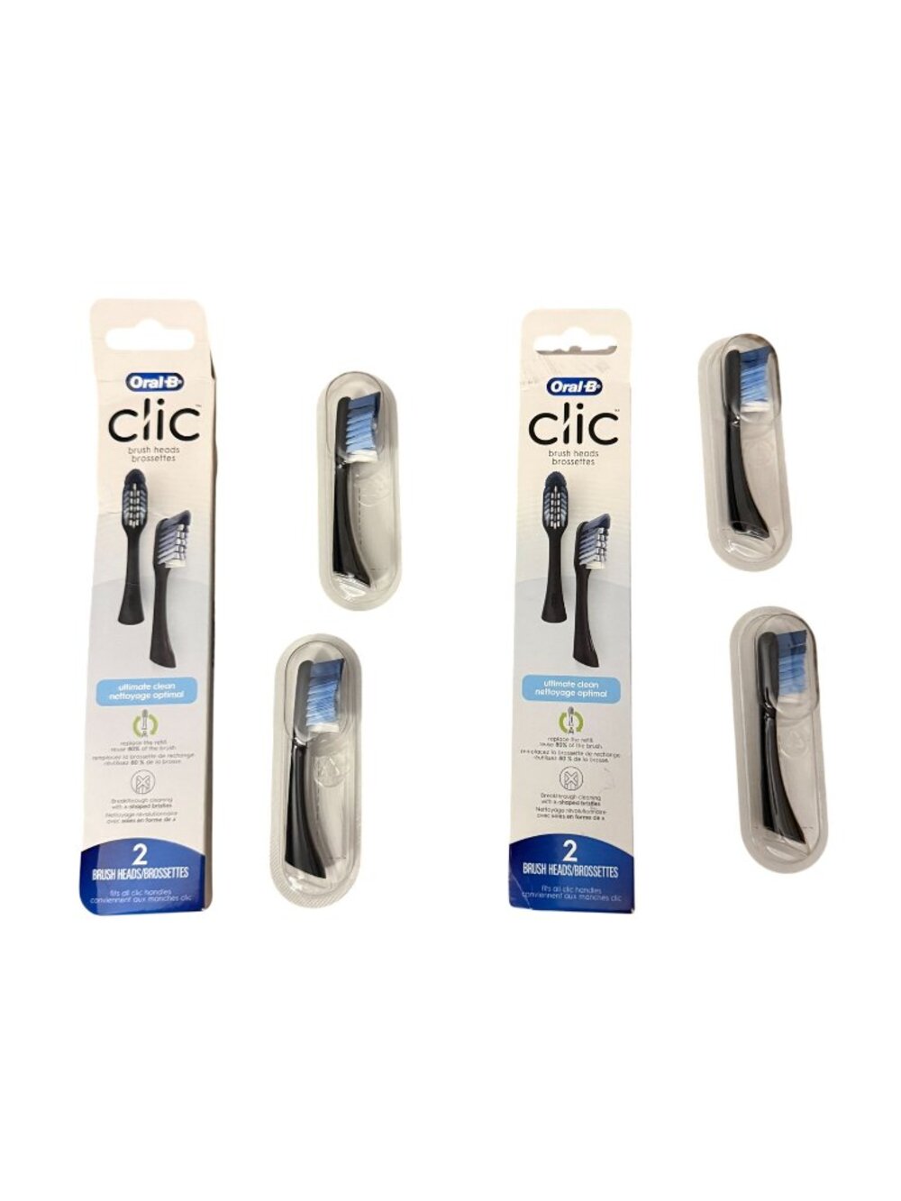 New Open Sealed Oral-B Clic Manual Toothbrush Replacement Brush Heads Set of 4